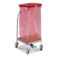 Rilsano vežimėlis šiukšlių maišui su pedalu, 482x392x950 mm, 70 l, pilkas, raudonas, TTS